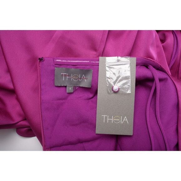 Theia Womens Celeste Satin Halterneck Gown Dress Sz 4 Small Purple 8817578 NWT - Picture 6 of 6